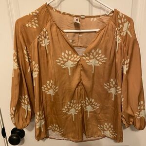 Dolan Peach Blouse with White Tree Pattern